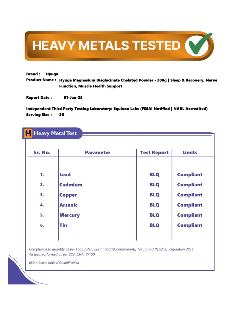 Hyuga Magnesium Bisglycinate Chelated Powder - 200g - 66 Servings