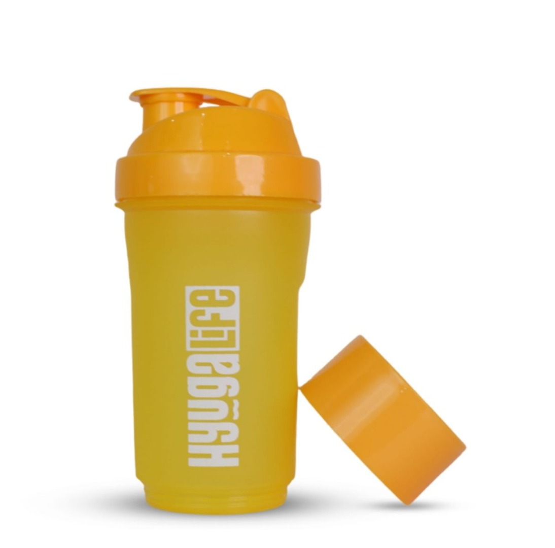 HyugaLife Gym Shaker Bottle - Yellow, 600 ml, Plastic