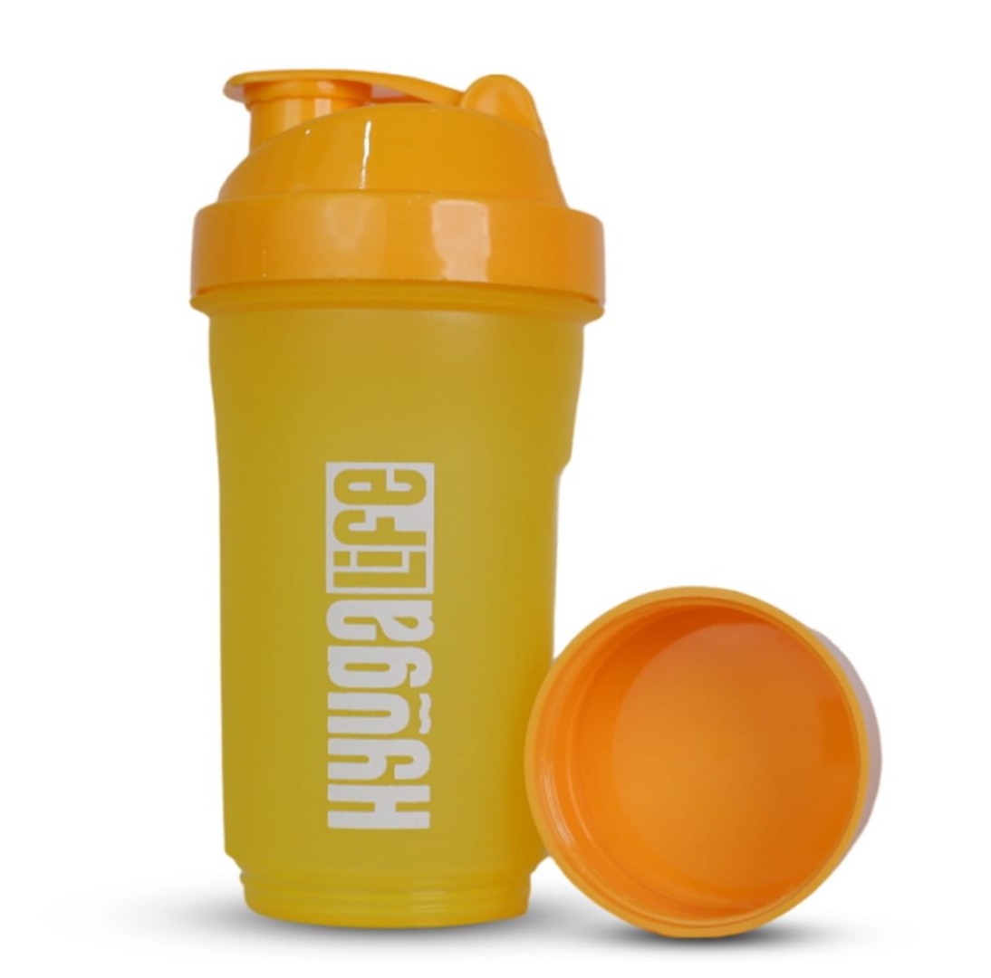 HyugaLife Gym Shaker Bottle - Yellow, 600 ml, Plastic