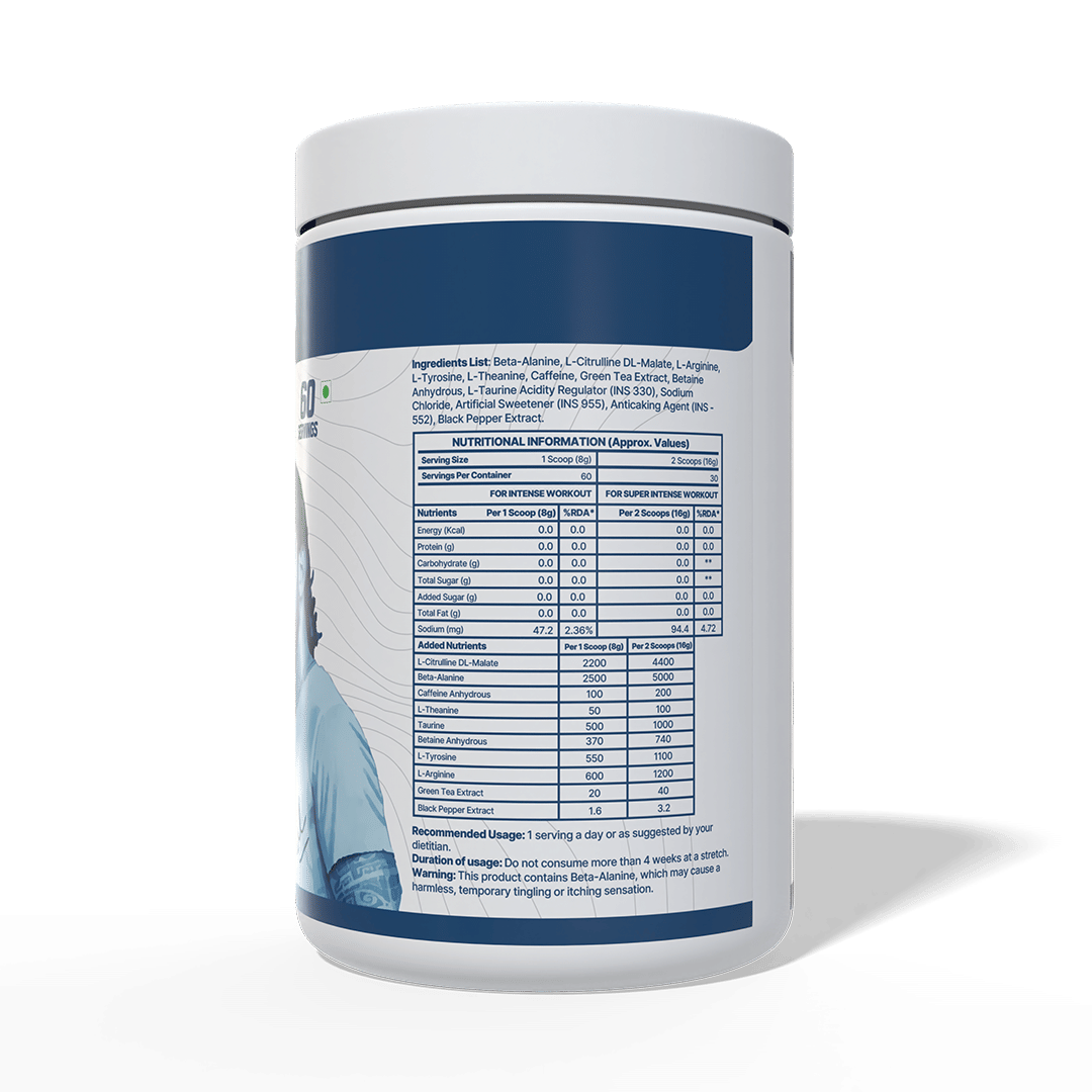 Hyuga One VOLT Pre-Workout Powder ,Zesty Watermelon and Lime, 480g, 60 Servings