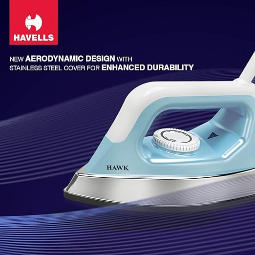 Havells ABS Hawk 1100 Watt Heavy Weight Dry Iron With American Heritage Non Stick Sole Plate