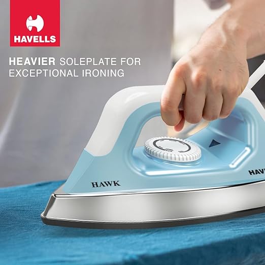 Havells ABS Hawk 1100 Watt Heavy Weight Dry Iron With American Heritage Non Stick Sole Plate