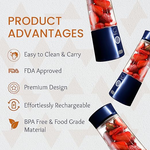 Goodscity 400ml Blender For Smoothie And Juices Portable Hand Blender