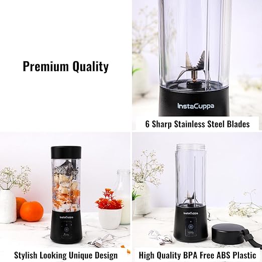 Instacuppa 150W 400ml Portable Blender For Smoothie, Milk Shakes, Crushing Ice & Juices