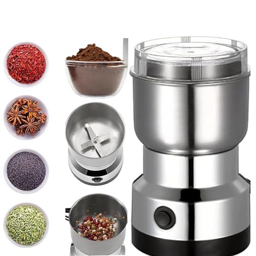 HOUZY Stainless Steel Nima Multifunctional Grinder Smash Machine Coffee Beans Electric Grinder and Coffee Maker Household Electric Mixer Grinder, Silver