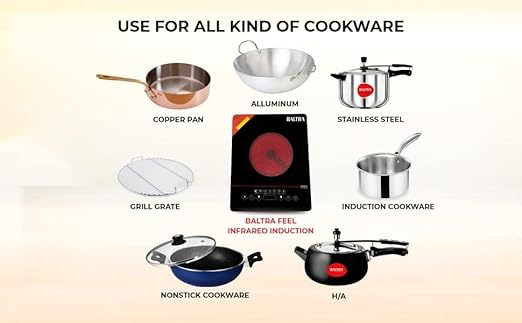 Baltra 2000W Radiant Feel Pro Infrared Glass Induction Cooktop