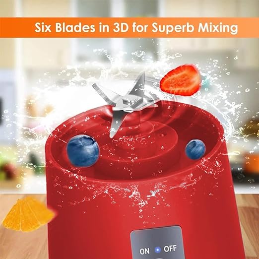 ALWAFLI Electric Juicer 6 Blade Rechargable Portable USB Bottle Blender Shaker