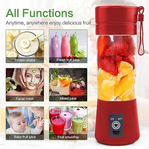 ALWAFLI Electric Juicer 6 Blade Rechargable Portable USB Bottle Blender Shaker