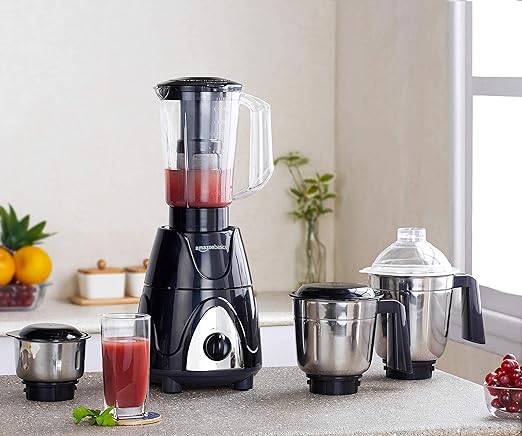 Amazon Basics Premium 750 Watt Mixer Grinder (3 Stainless Steel Jar, 1 Juicer Jar)