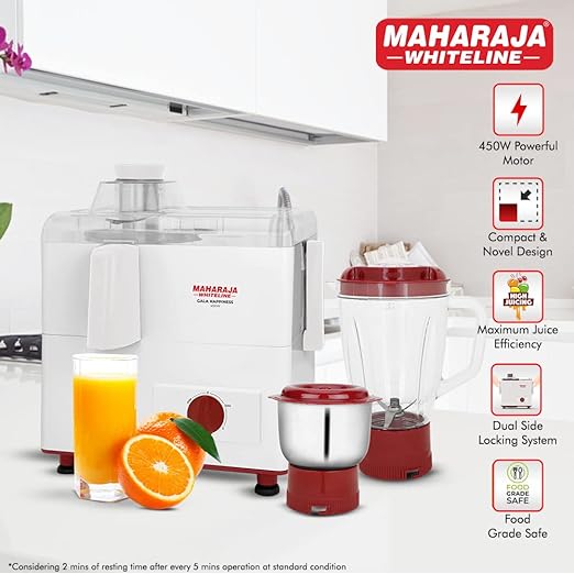 Maharaja Whiteline Gala Happiness Juicer Mixer Grinder with 2 Jars