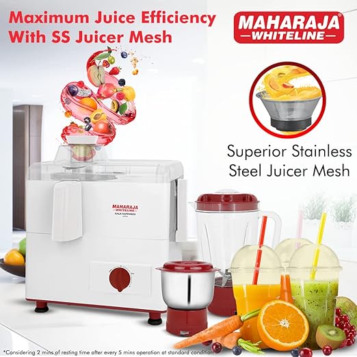 Maharaja Whiteline Gala Happiness Juicer Mixer Grinder with 2 Jars
