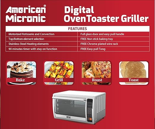 American Micronic Instruments 42 L 2000W Digital Oven Toaster Griller