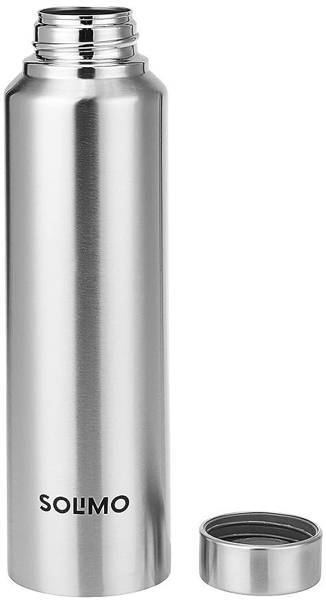 Amazon Brand - Solimo Slim Stainless Steel Water Bottle, Set of 3