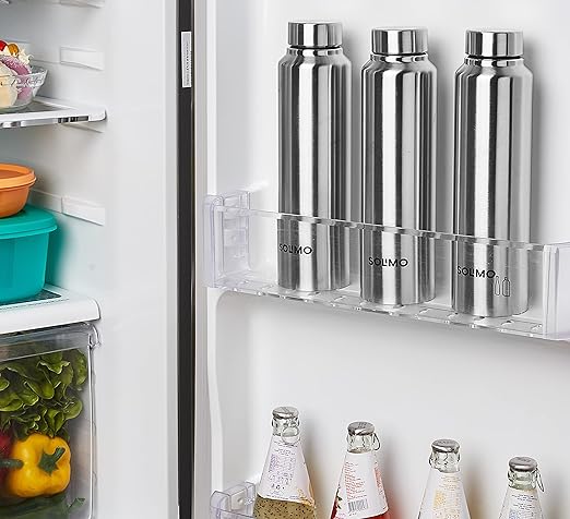 Amazon Brand - Solimo Slim Stainless Steel Water Bottle, Set of 3