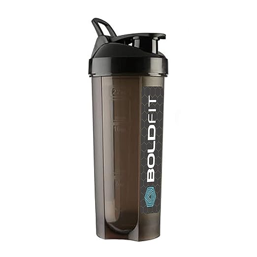 Boldfit Plastic Gym Typhoon Shaker Bottle, Typhoon Black