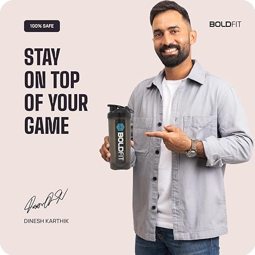 Boldfit Plastic Gym Typhoon Shaker Bottle, Typhoon Black