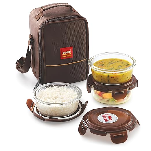 Cello Maxfresh Glassy Glass Lunch Box Set of 3 Containers