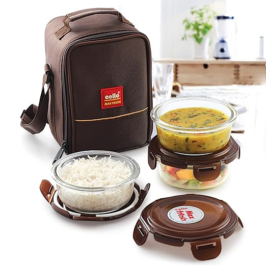 Cello Maxfresh Glassy Glass Lunch Box Set of 3 Containers