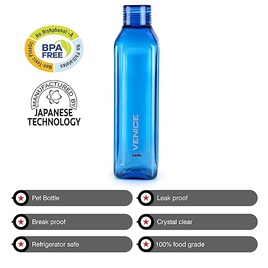 Cello Venice Plastic Water Bottle Set, Set of 3