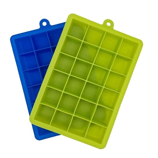 Clazkit Silicone Ice Cube Trays 2 Pack - 24 Cavity Per Ice Tray
