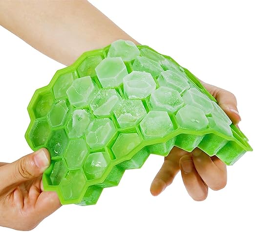 E-COSMOS Ice Cube Tray Silicone for Freezer Honeycomb 37 Cavity Ice Cube