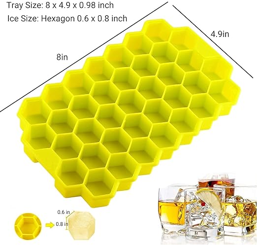 E-COSMOS Ice Cube Tray Silicone for Freezer Honeycomb 37 Cavity Ice Cube