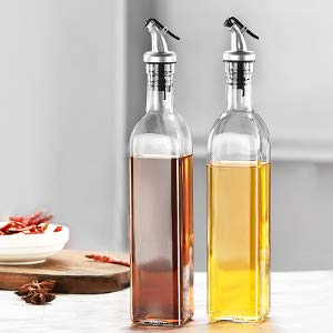 Kettlekane Glass Oil Dispenser Bottle with Silicon Funnel