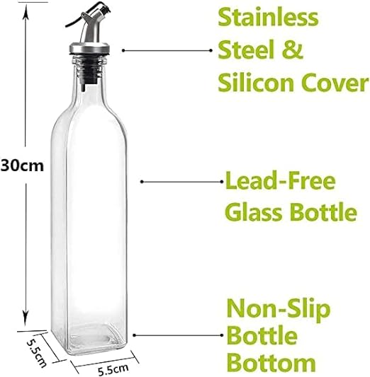 Kettlekane Glass Oil Dispenser Bottle with Silicon Funnel