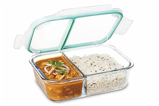 SignoraWare Slim High Microwave Safe Office Two Compartment Lunch Box Set