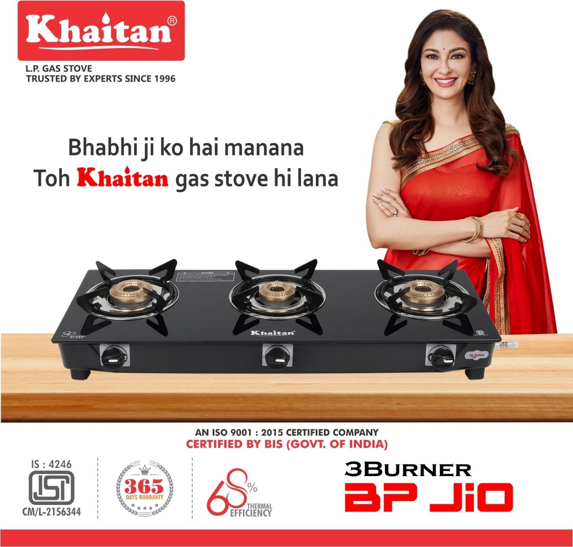 Khaitan 3B BP-JIO Black Glass Manual Gas Stove