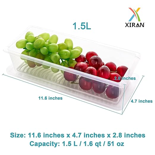 Xiran 6 Fridge Storage Boxes Fridge Organizer with Removable Drain Plate
