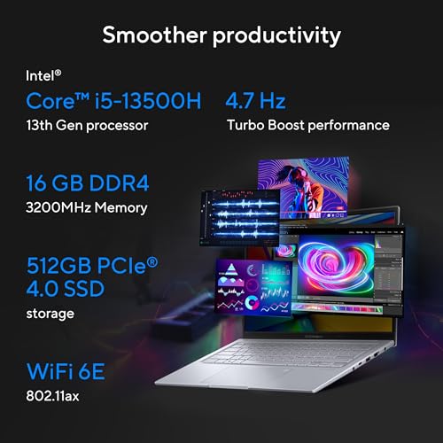 ASUS Vivobook 14X OLED, Intel Core i5-13500H 13th Gen Gaming Laptop (16 GB RAM/512 SSD/4GB GeForce RTX 3050/Win11/Backlit/1.45 kg)
