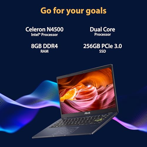 ASUS Vivobook Go 14 Intel Celeron N4500, Thin and Light Laptop (8GB RAM/256GB SSD/Integrated Graphics/Windows 11 Home/1.3 Kg)