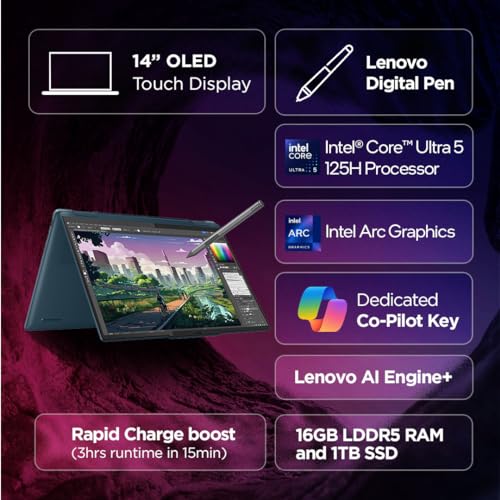 Lenovo Yoga 7 Intel Evo Core Ultra 5 125H (16GB/1TB SSD/Win 11/Office 21/Digital Pen/FHD+IR Camera)