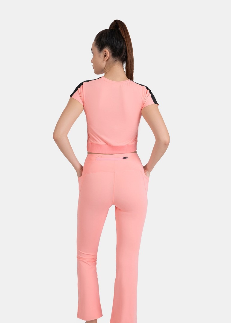 STRCH Nylon Women Slim Fit Bootcut Active Leggings - Peach