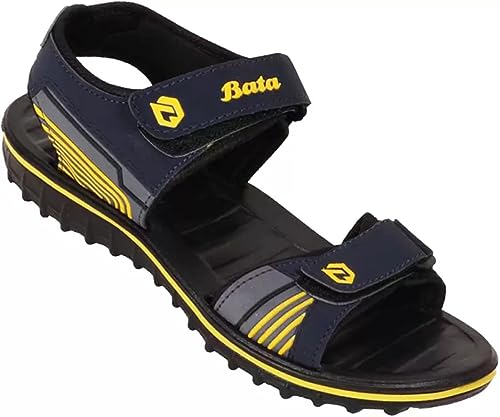 Bata Mens Sports Sandal, Black & Yellow