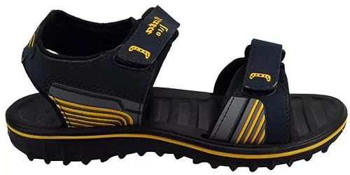 Bata Mens Sports Sandal, Black & Yellow