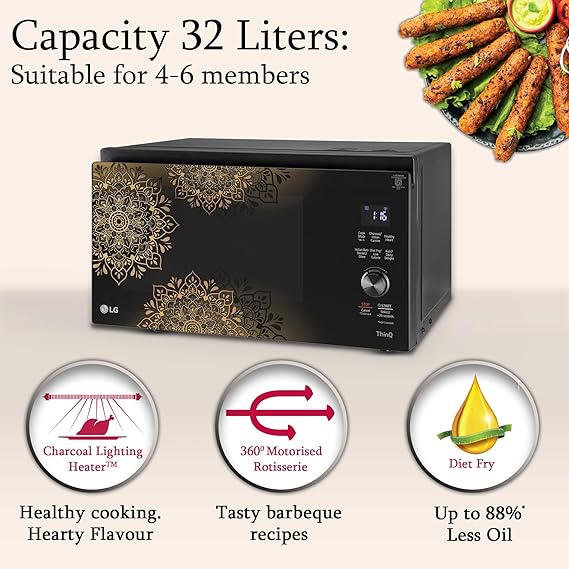 LG 32L 2400W Scan to Cook Wi-Fi Enabled Charcoal Convection Healthy Microwave Oven