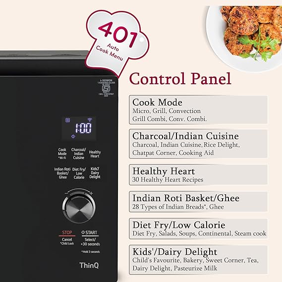 LG 32L 2400W Scan to Cook Wi-Fi Enabled Charcoal Convection Healthy Microwave Oven