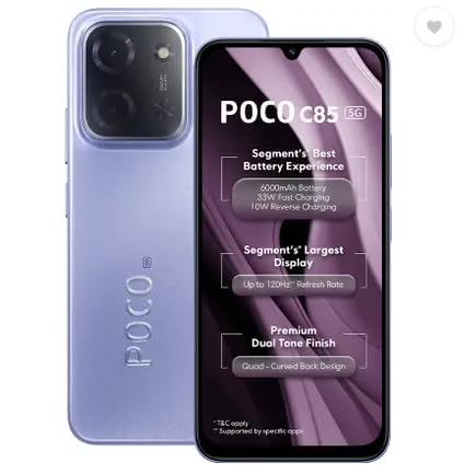 POCO C85 5G | 50MP Camera | 90Hz Display | 5160mAh B