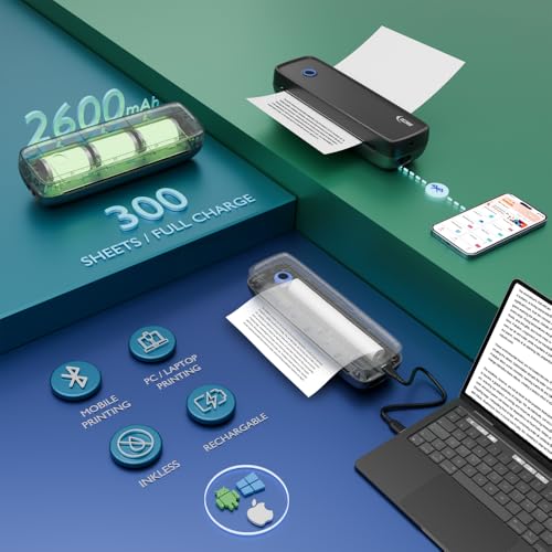 SEZNIK Portable A4 Printer, Bluetooth, Inkless for Professionals,Travel | Mini Printer