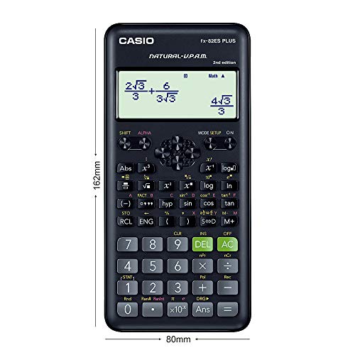 Casio FX-82ES Plus 2nd Edition - Non-Programmable Scientific Calculator, 252 Functions, Black