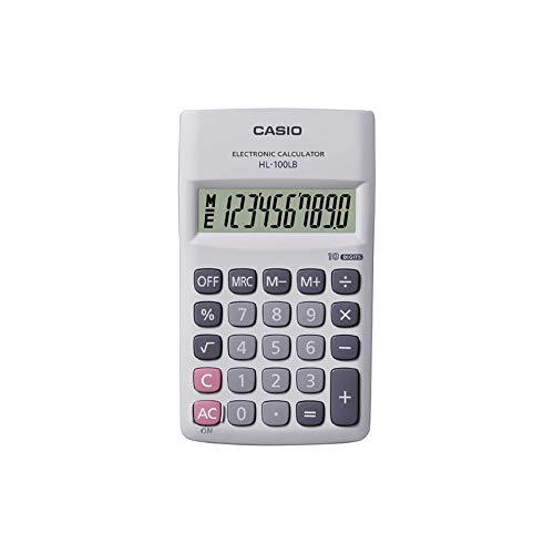 Casio HL-100LB Portable Calculator, 10 Digit, White