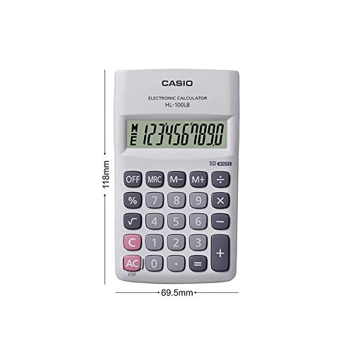 Casio HL-100LB Portable Calculator, 10 Digit, White