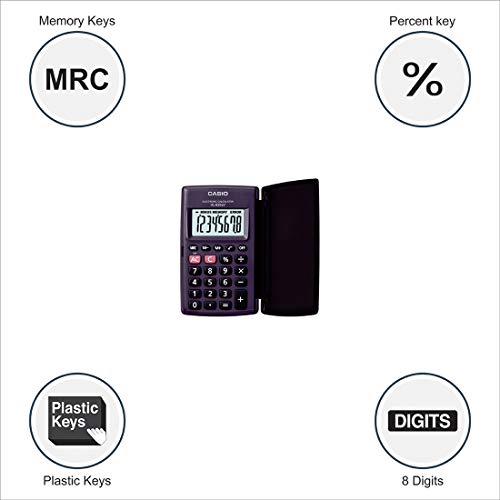 Casio HL820LV-BK Portable Calculator with Flip Cover, Black