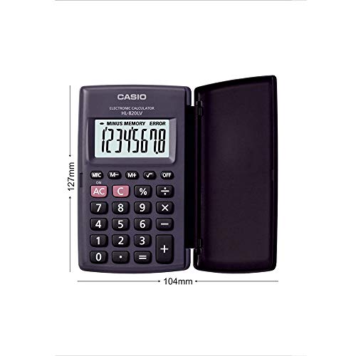Casio HL820LV-BK Portable Calculator with Flip Cover, Black
