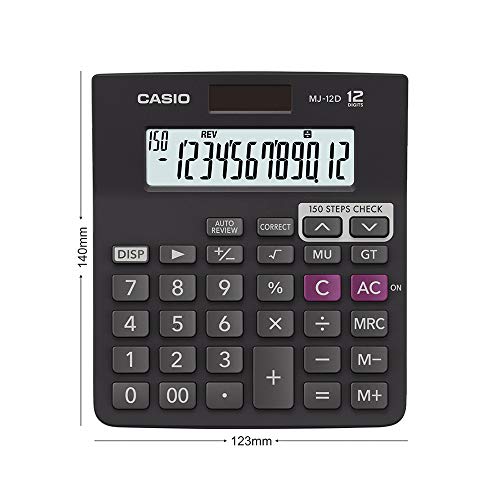 Casio MJ-12D 150 Steps Check and Correct Desktop Calculator, Black