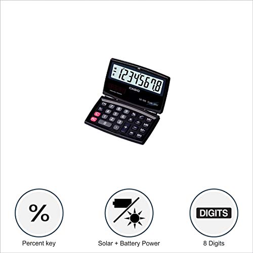 Casio SX-100-W Portable Calculator with Foldable Design, Black
