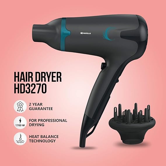 Havells 1700W 2-In-1 Hair Dryer With Diffuser & Thin Concentrator