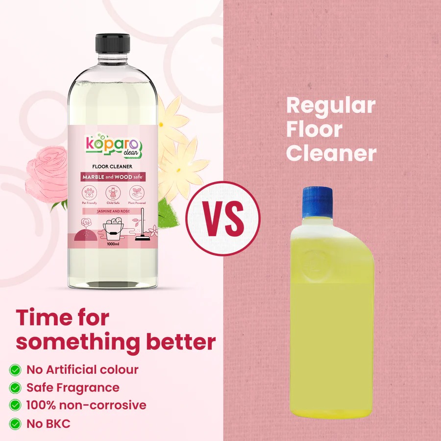 Koparo Clean Bathroom Kit - Floor Cleaner - 1L, Toilet Cleaner 800ml, Hand Wash - 500ml (Set of 3)